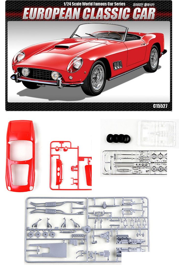 NEW 1/24 EUROPEAN CLASSIC CAR Academy Model Kit Car Race Decor Interior