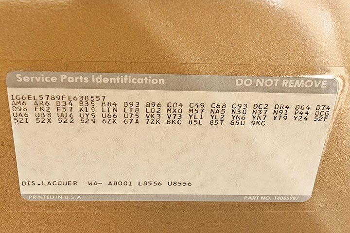 Service Parts ID Sticker